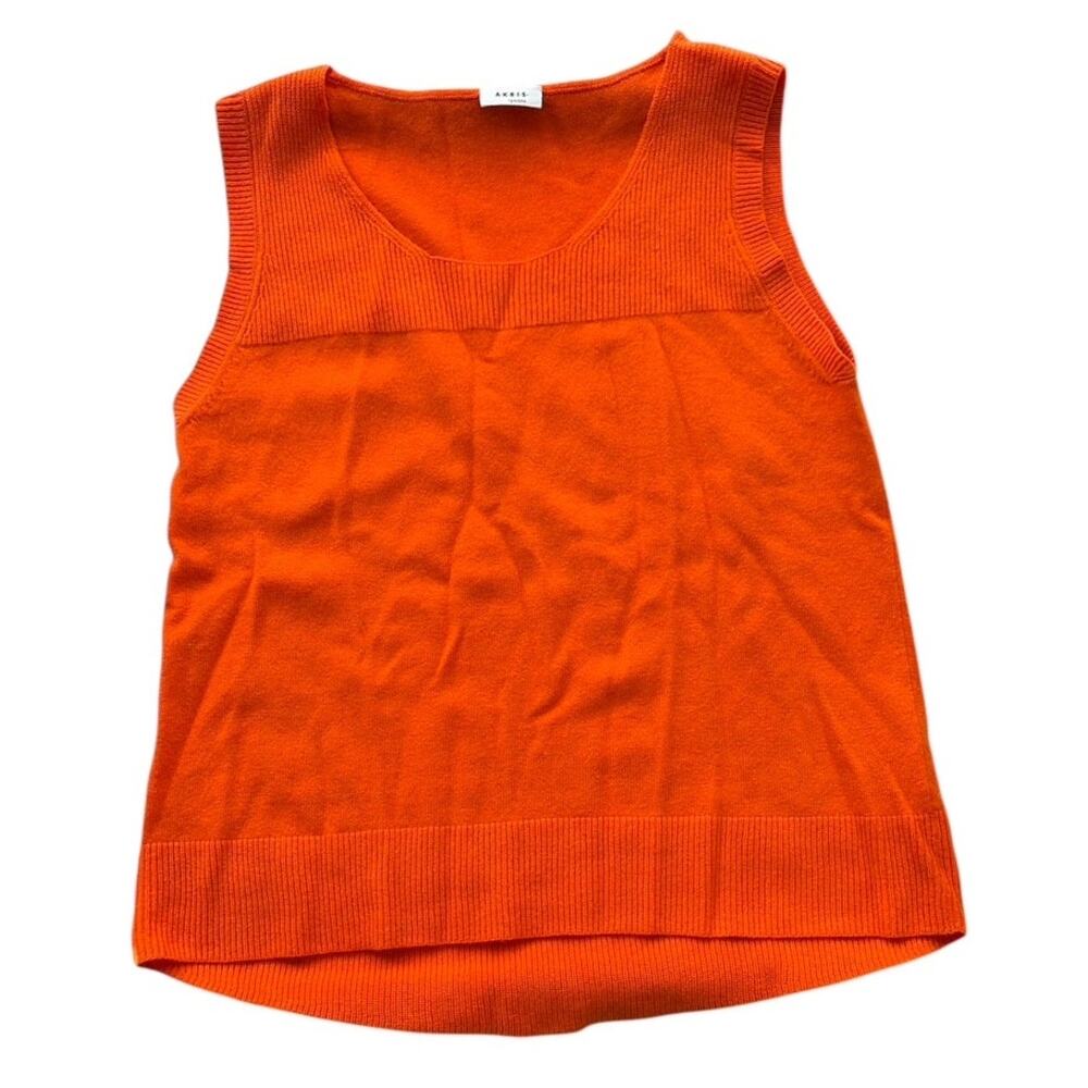 Women Akris Punto Sleeveless Sweater Top Size 10 Orange Wool Cashmere Blend
